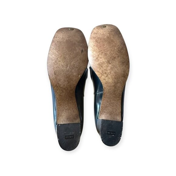 Vintage Navy Leather Slip On Heel with Large Buckles. Size 8.5. Inspirations by - Picture 8 of 13